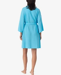 Ellen Tracy Women's 3/4-Kimono-Sleeve Short Waffle Robe