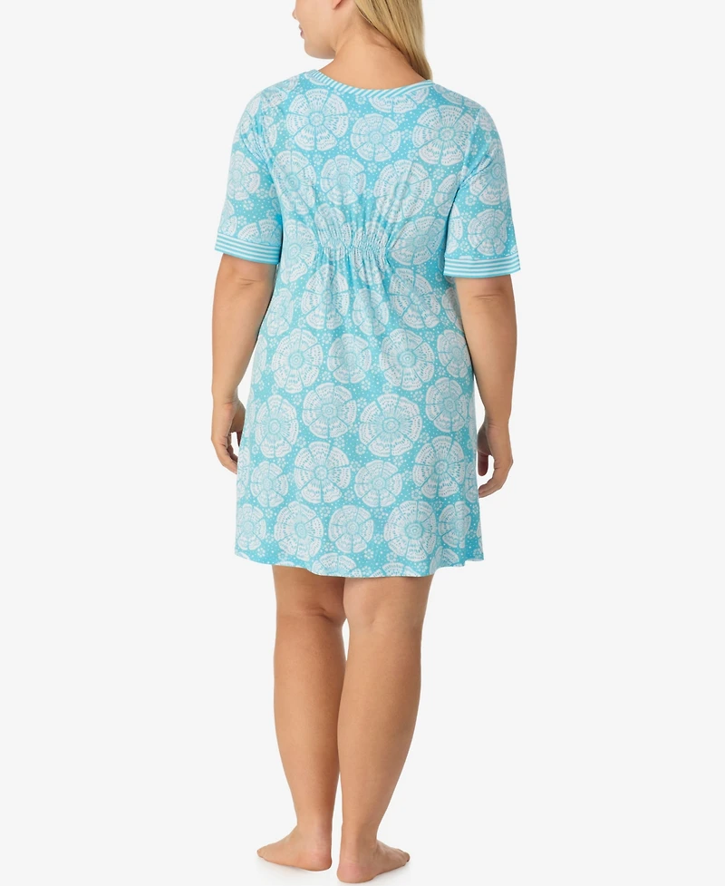 Ellen Tracy Plus Short-Sleeve Tunic Jersey Sleep Dress