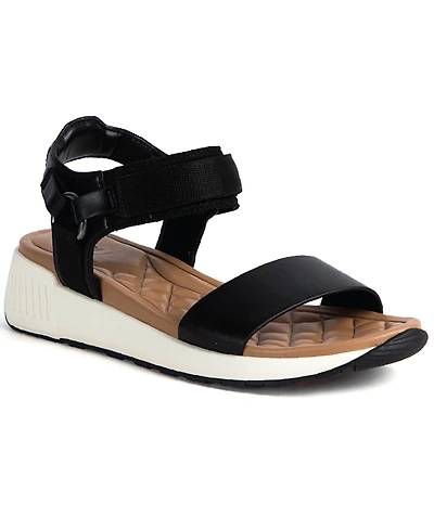 Jbu Women's Carrie-Wide Round Toe Wedge Sandals
