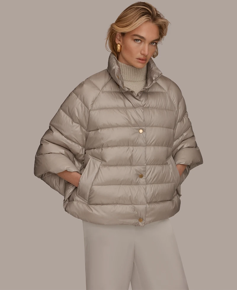 Donna Karan New York Women's Stand-Collar Down Puffer Cape
