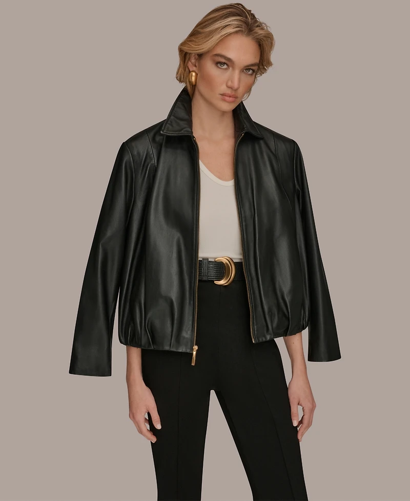 Donna Karan New York Women's Leather Bomber Jacket