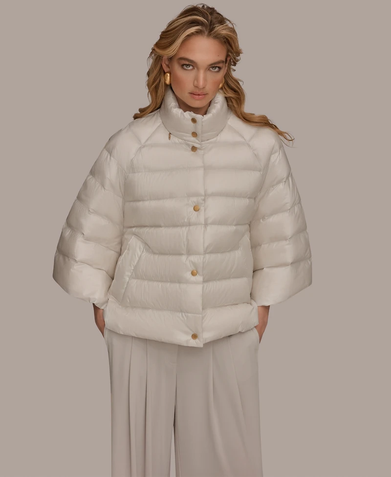 Donna Karan New York Women's Stand-Collar Down Puffer Cape