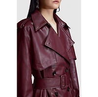 Karen Millen Women's Tailored Faux Leather Belted Trench Coat