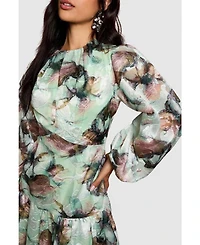 Coast Women's Puff Sleeve Jacquard Midaxi Dress