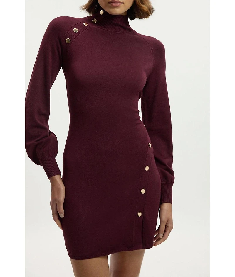 Karen Millen Women's Viscose Blend Popper Knit Mini Dress