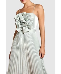 Coast Women's Metallic Pleated Corsage Maxi Dress