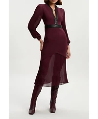 Karen Millen Women's Woven Sleeved Pleated Dress