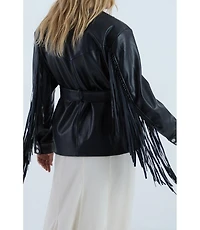 Nasty Gal Women's Fringe Faux Leather Belted Jacket