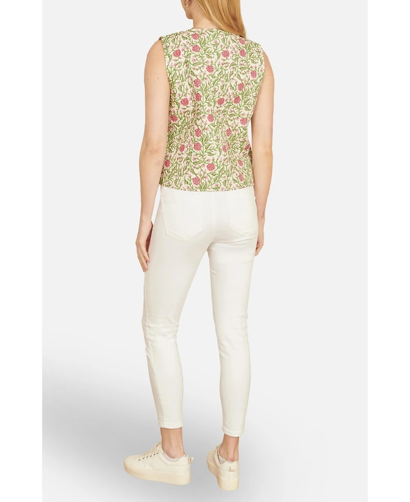 Yumi Women's Indian Floral Reversible Quilted Jacket