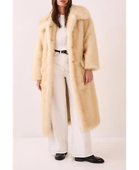 Nasty Gal Women's Belted Tipped Faux Fur Coat