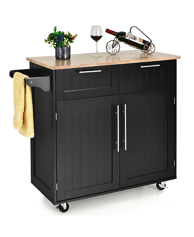 Volenca Kitchen Island Storage Trolley with Drawer and Towel Rack, Rolling Cart