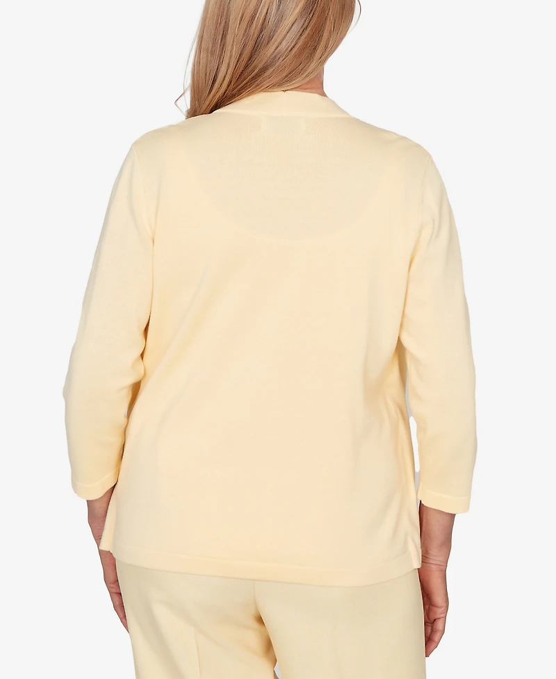 Alfred Dunner Women's Al Fresco Mother of Pearl Stripe Two One Sweater