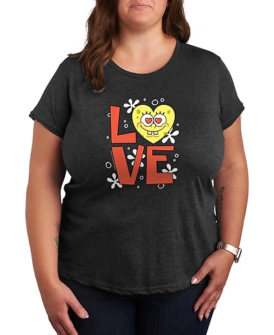 Hybrid Apparel Women's Spongebob Squarepants Love Heart Short Sleeve Graphic T-Shirt