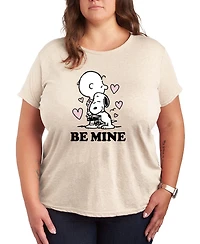 Hybrid Apparel Women's Peanuts Snoopy And Charlie Be Mine Short Sleeve Graphic T-Shirt