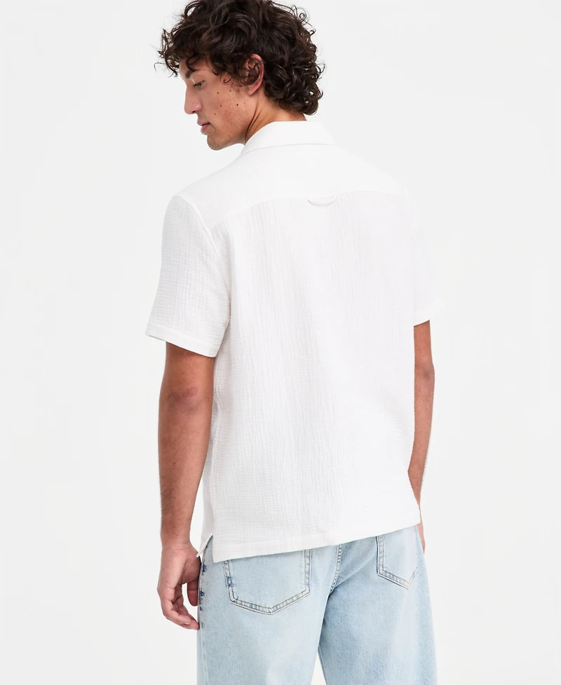 Sun + Stone Men's Floral Embroidered Cotton Camp Shirt, Macy's Exclusive