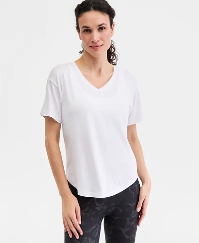 Id Ideology Women's V-Neck Short-Sleeve Performance Tee, Macy's Exclusive