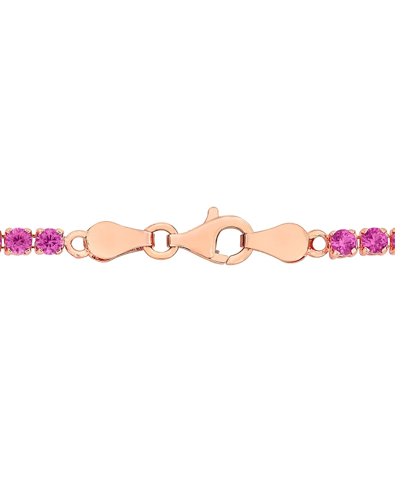 Macy's Created Pink Sapphire (6-1/8 ct. t.w.) Tennis Bracelet 18k Rose Gold Flash Plated Sterling Silver (Also White Sapphire)