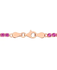 Macy's Created Pink Sapphire (6-1/8 ct. t.w.) Tennis Bracelet 18k Rose Gold Flash Plated Sterling Silver (Also White Sapphire)