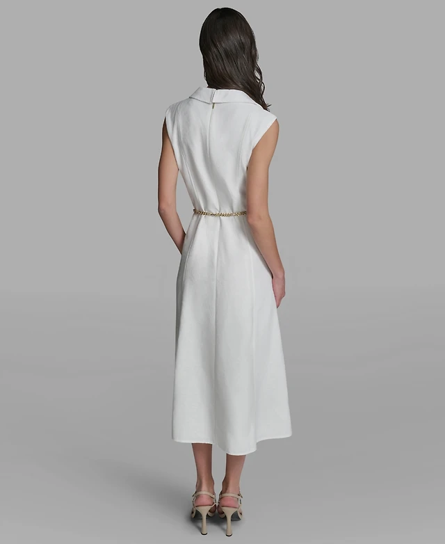 karl lagerfeld paris women's colorblocked pleated midi dress KARL LAGERFELD PARIS Jersey Satin Color Block Midi Dress