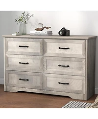 gaomon Takywep 6-Drawer Dresser for Bedroom - Farmhouse Modern Wooden Storage Chest with Metal Handles, Organizer Bedroom, Living Room