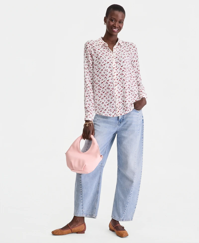 On 34th Women's Button-Front Crepe Shirt, Created for Macy's