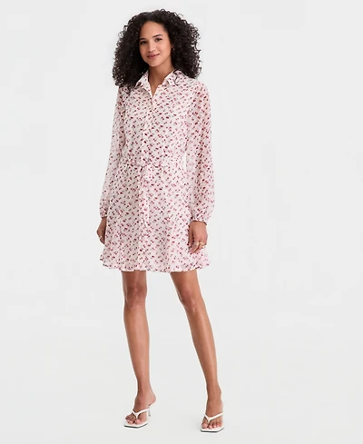 On 34th Women's Cherry Print Tie-Belt Button-Front Dress, Macy's Exclusive