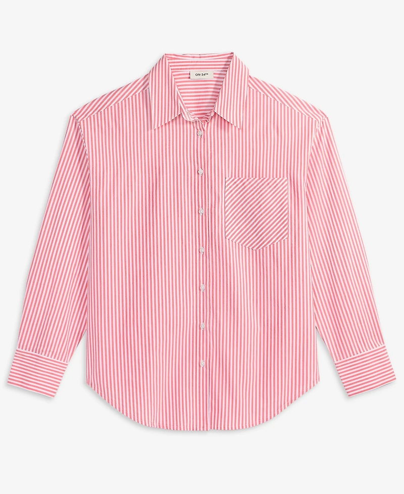 On 34th Women's Jenna Stripe Button-Front Shirt, Macy's Exclusive