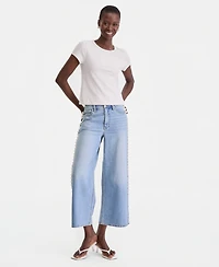On 34th Women's High-Rise Cropped Faux-Pearl-Trim Jeans, Macy's Exclusive