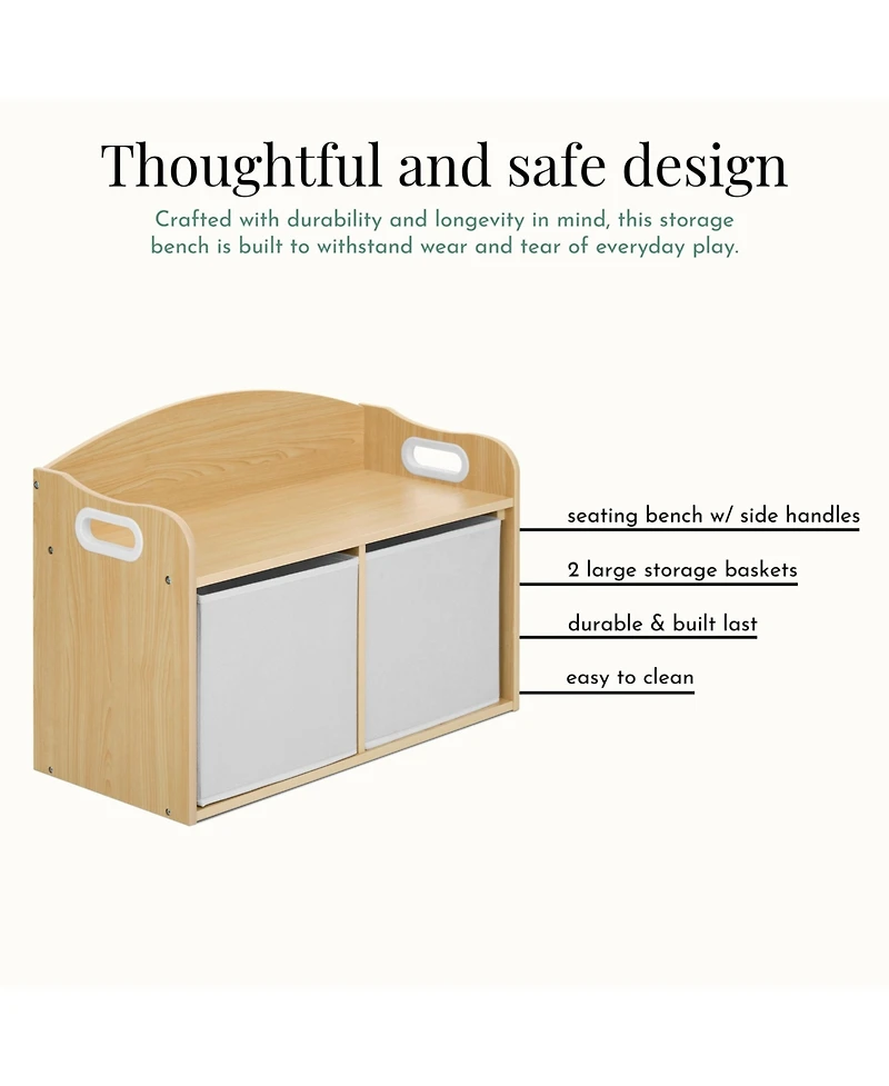 evolur Playthings Storage Bench - Kids' with Top Seat & Hidden