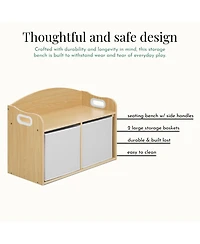 evolur Playthings Storage Bench - Kids' with Top Seat & Hidden