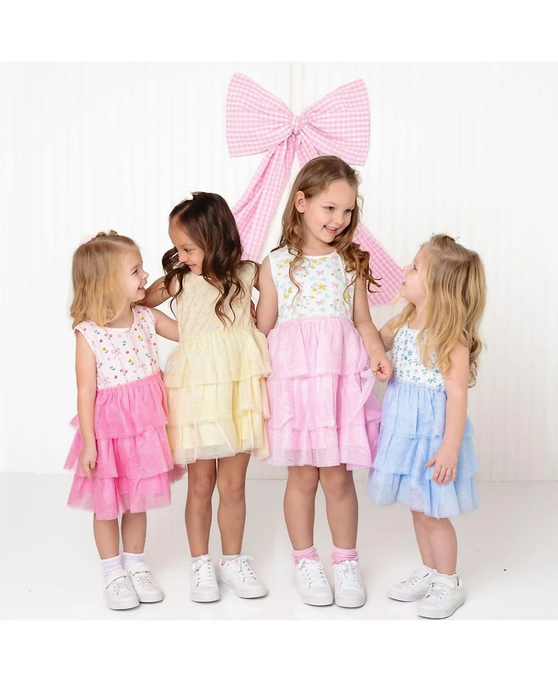 Sweet Wink Toddler Girls Lemon Floral Tank Tutu Dress