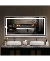 Homfan 60"x 30" Led Bathroom Mirror with Lights, Dimmable, Anti-Fog, Backlit + Front Lit, Smart Bathroom Vanity Mirror for Wall, Memory Func