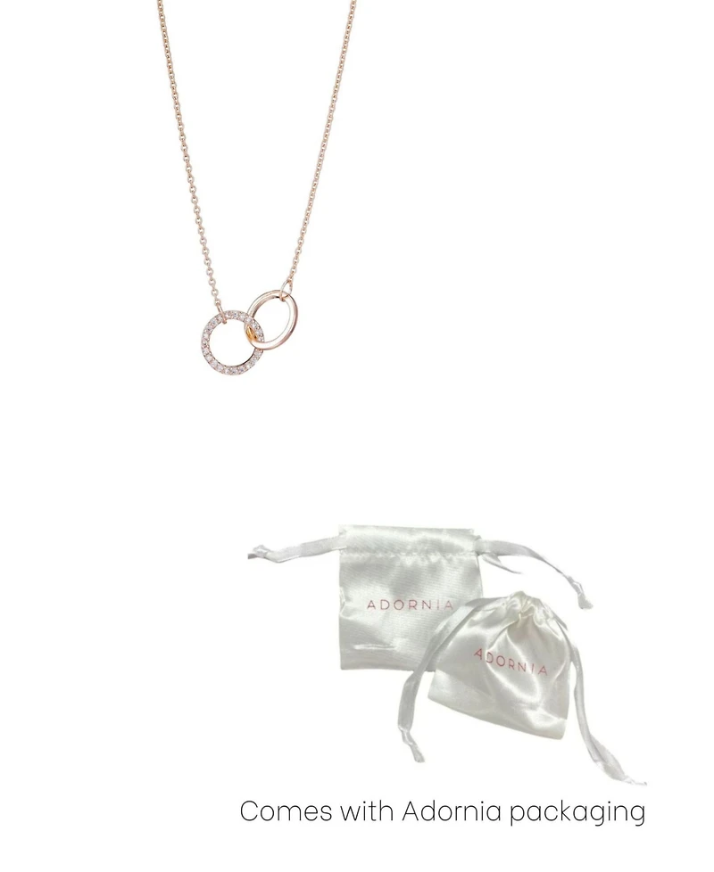 Adornia Rose Gold Cz Adjustable Pave Rings Necklace