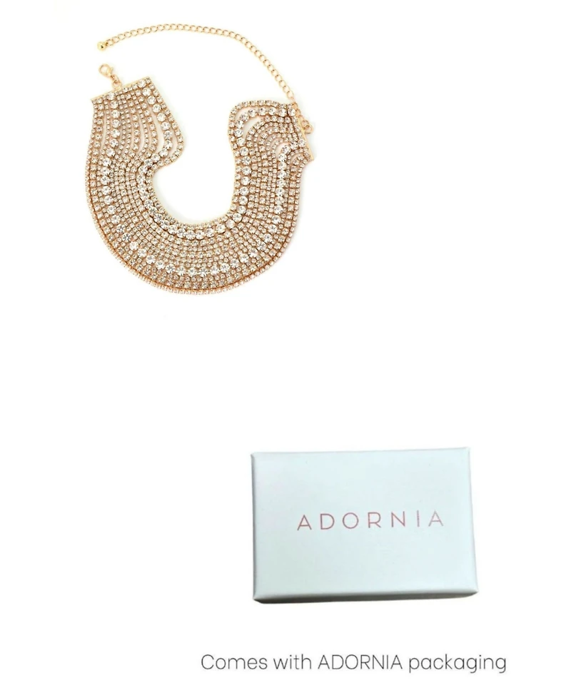 Adornia Gold Crystal Multi Strand Adjustable Collar Necklace
