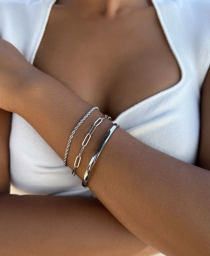 Adornia Tarnish Resistant Silver Tall Curve Cuff Bracelet