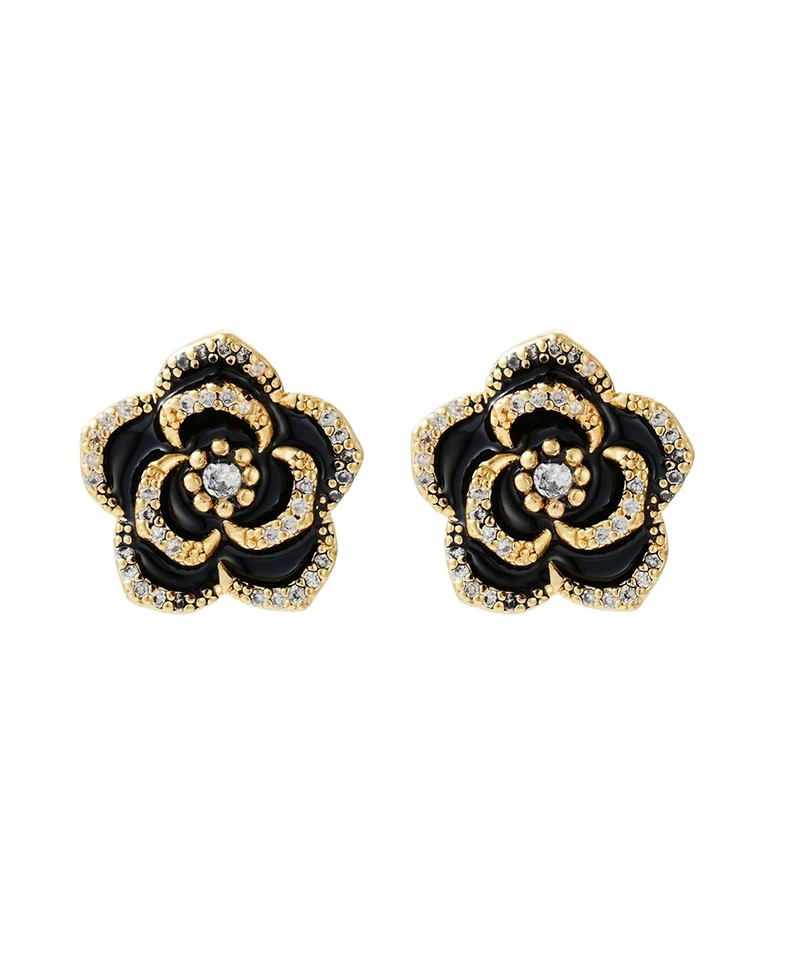 Adornia Gold Black Cz Carnelian Earrings