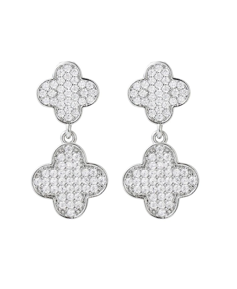 Adornia Silver Cz Clover Drop Earrings