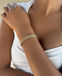 Adornia Gold Crystal Triple Coil Tennis Stretch Bracelet