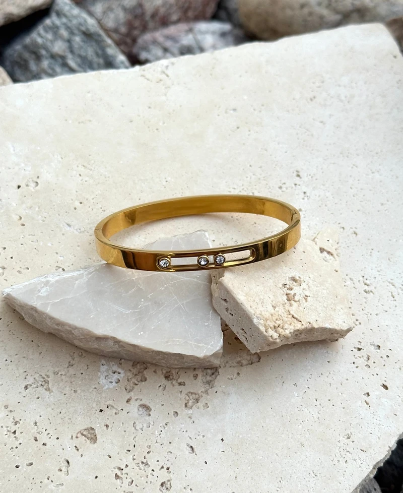 Adornia Tarnish Resistant Gold Beaded Nail Cuff Bracelet