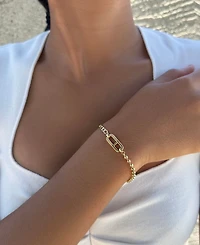 Adornia Gold Cz Mixed Chain Sideways Pendant Bracelet