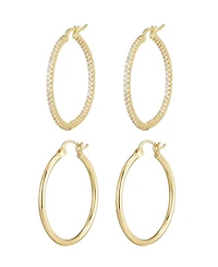 Adornia Gold Cz Infinity and Plain Hoop Earring Set