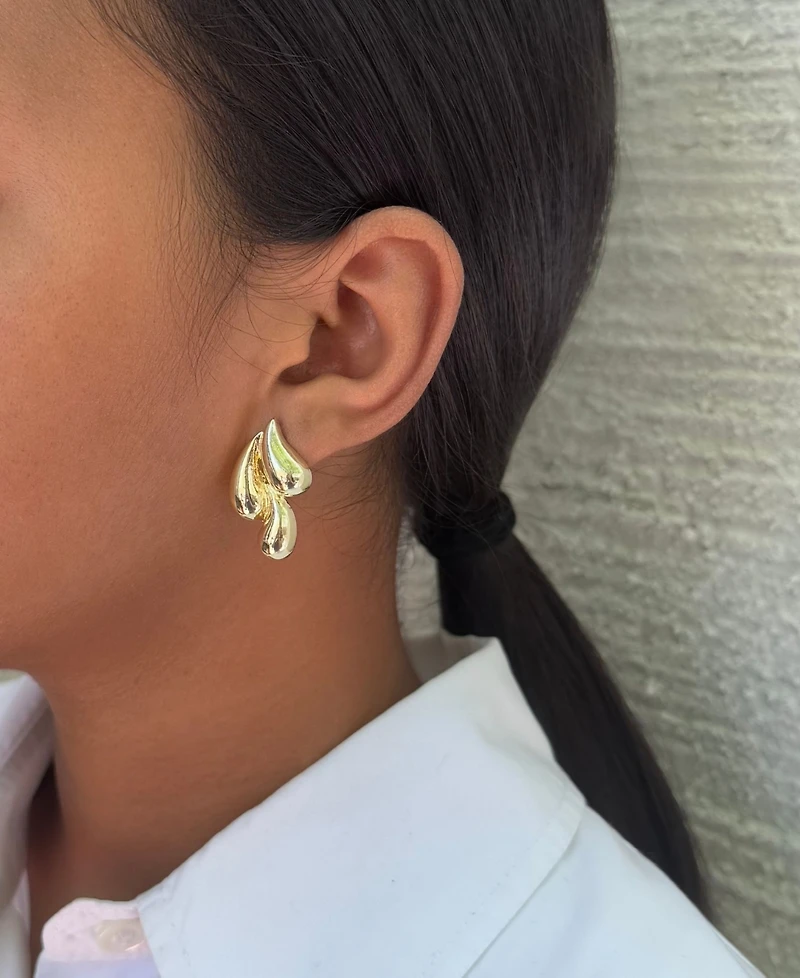 Adornia Gold 3-Teardrop Stud Earrings