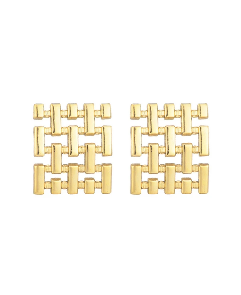 Adornia Tarnish Resistant Gold Grid Stud Earrings