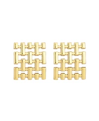 Adornia Tarnish Resistant Gold Grid Stud Earrings