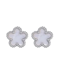 Adornia Tarnish Resistant Silver Mother of Pearl 5-Leaf Clover Stud Earrings