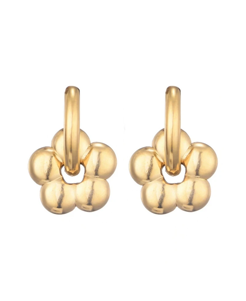 Adornia Tarnish Resistant Gold Flower Huggie Hoop Earrings