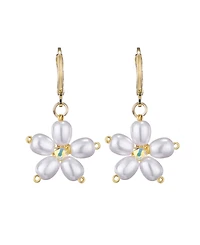 Adornia Gold Pearl Flower Huggie Earrings