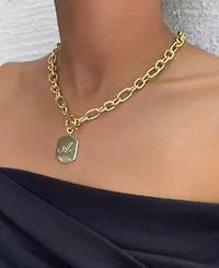 Adornia Gold Monogram Initial Chunky Toggle Necklace