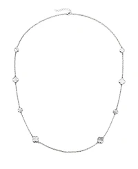 Adornia Silver Mother of Pearl 36" Flower Station Necklace