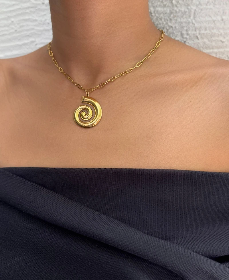 Adornia Tarnish Resistant Gold Swirl Paperclip Pendant Necklace